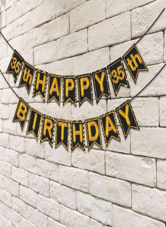 Wobbox 35th Happy Birthday Banner, 35th Happy Birthday Decoration Items (Black) (FP4528) - Image 4
